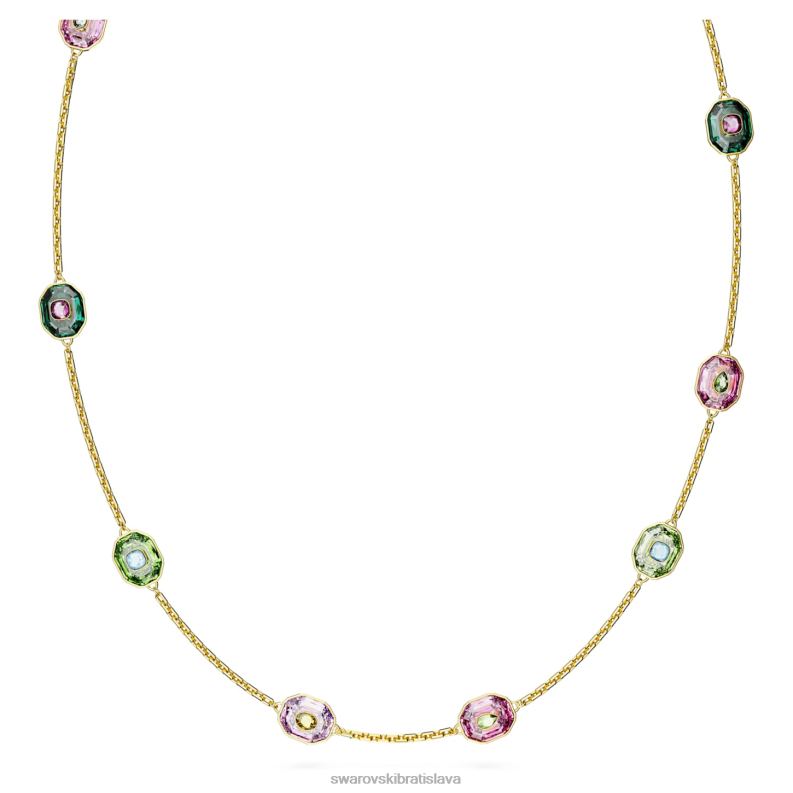 chroma náhrdelník osemhranný výbrus, viacfarebný, pozlátený B8ZNT141 Swarovski šperky