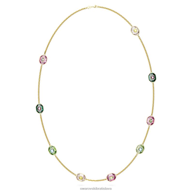 chroma náhrdelník osemhranný výbrus, viacfarebný, pozlátený B8ZNT141 Swarovski šperky