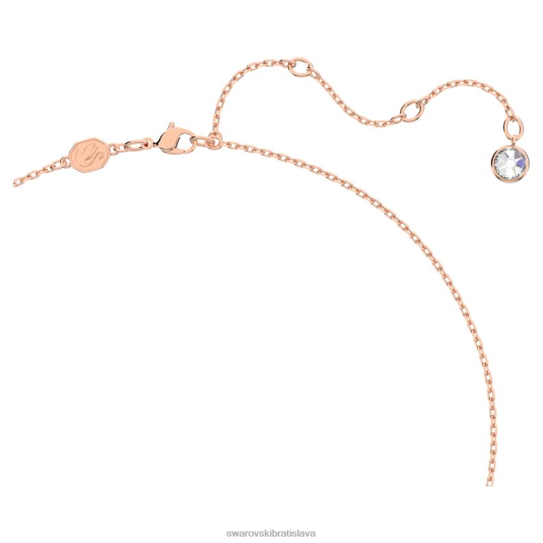 delliový náhrdelník okrúhly tvar, bambus, biela, pozlátené ružovým zlatom B8ZNT96 Swarovski šperky