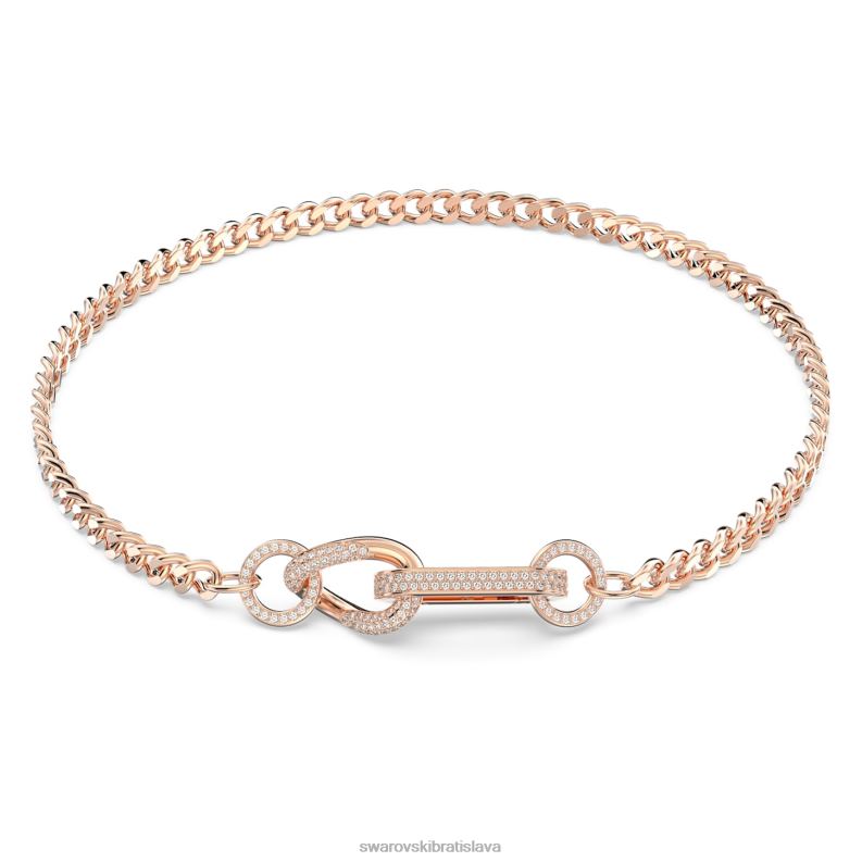dextera náhrdelník dlažba, zmiešané články, biela, pozlátená ružovým zlatom B8ZNT36 Swarovski šperky