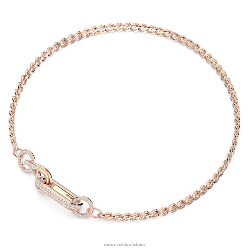 dextera náhrdelník dlažba, zmiešané články, biela, pozlátená ružovým zlatom B8ZNT36 Swarovski šperky
