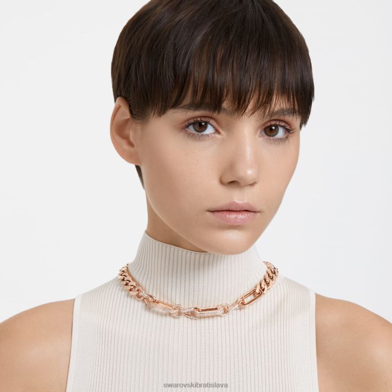 dextera náhrdelník statement, zmiešané odkazy, biele, pozlátené ružovým zlatom B8ZNT44 Swarovski šperky