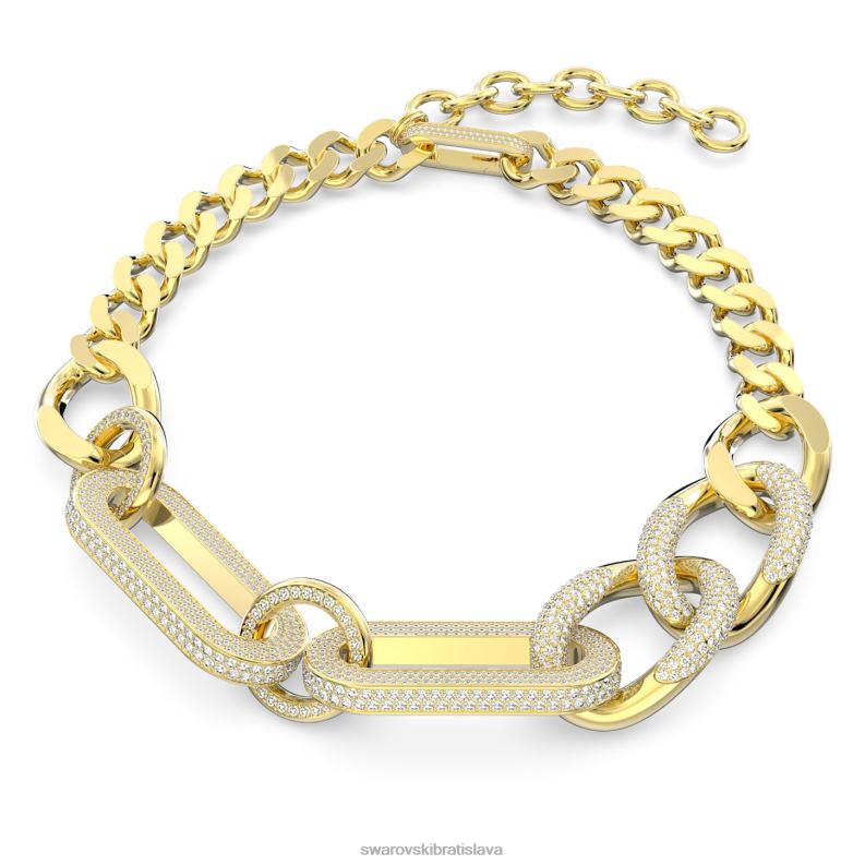 dextera náhrdelník vyhlásenie, zmiešané odkazy, biele, pozlátené B8ZNT11 Swarovski šperky