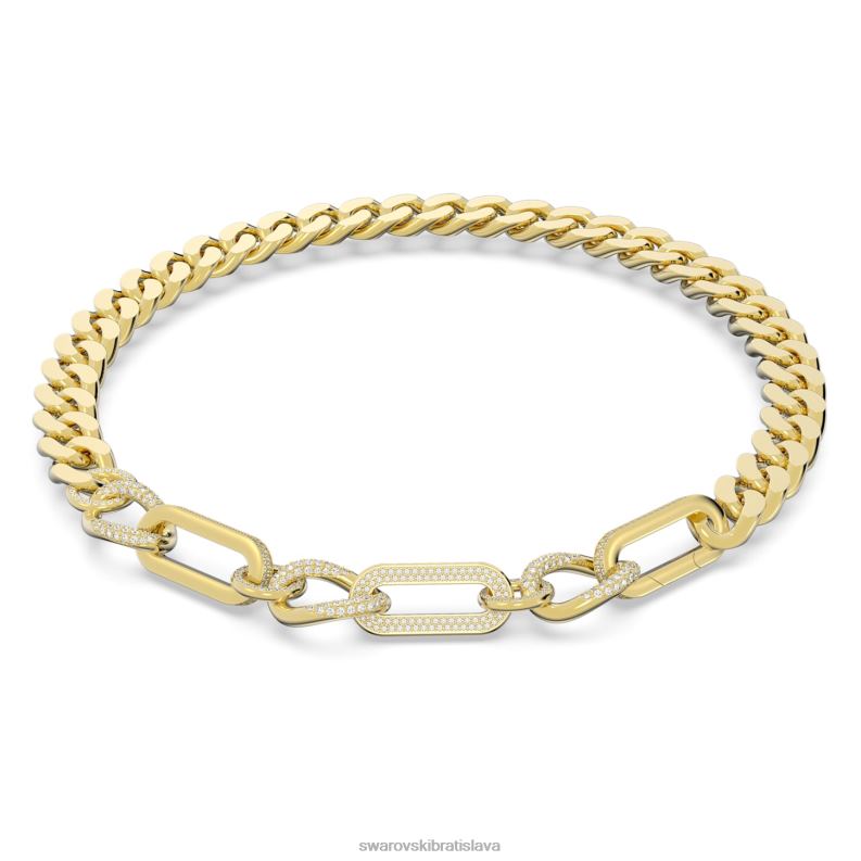 dextera náhrdelník vyhlásenie, zmiešané odkazy, biele, pozlátené B8ZNT43 Swarovski šperky