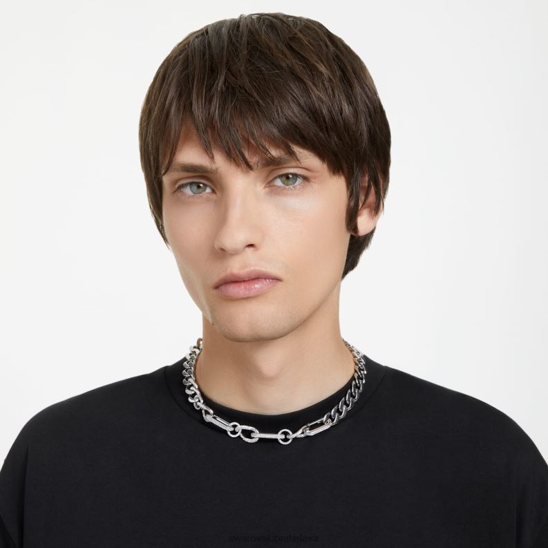 dextera náhrdelník vyhlásenie, zmiešané odkazy, biele, rhodiované B8ZNT37 Swarovski šperky