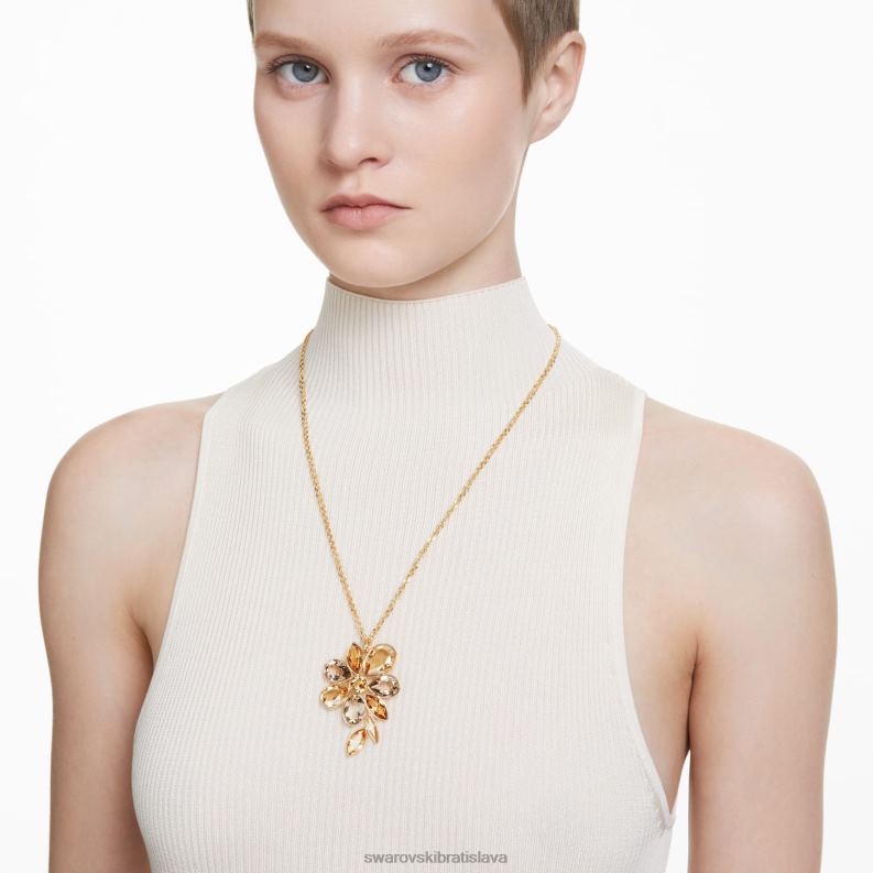 elegantný náhrdelník z Afriky kvet, viacfarebný, pozlátený B8ZNT126 Swarovski šperky