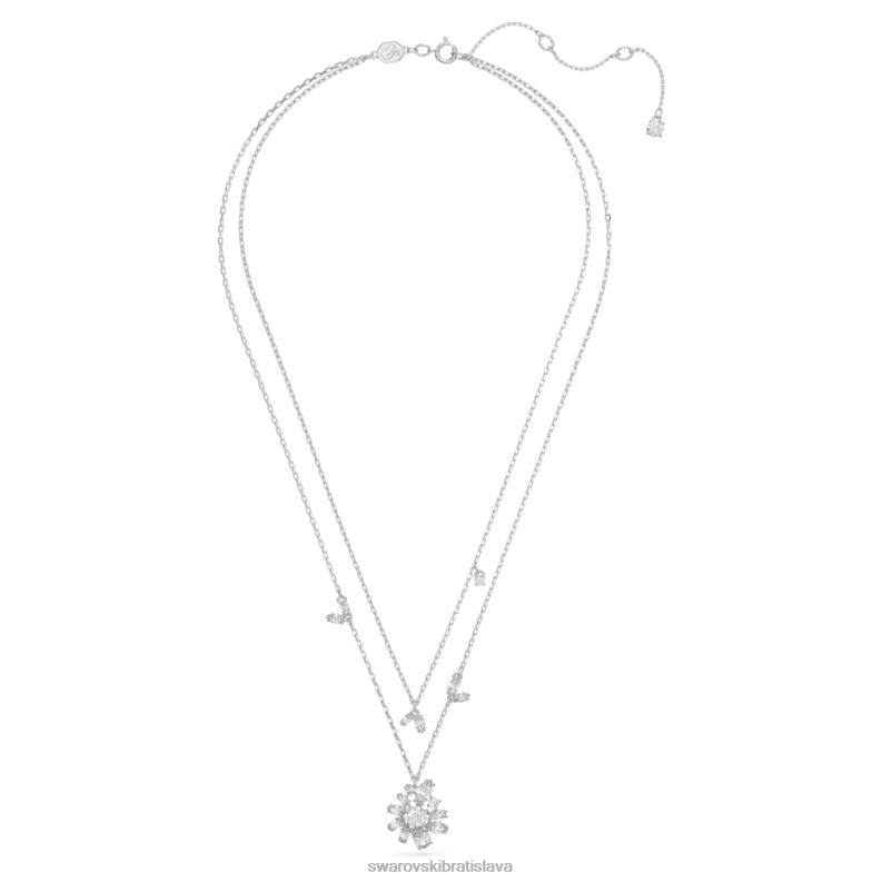 gema vrstvený náhrdelník zmiešané rezy, kvet, biela, rhodiované B8ZNT117 Swarovski šperky