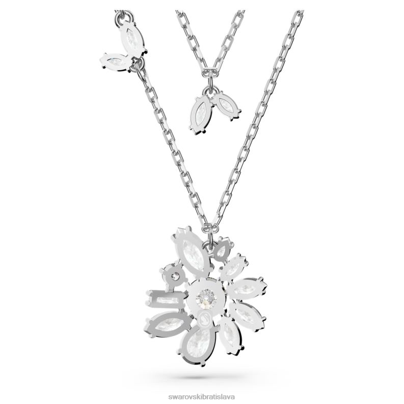 gema vrstvený náhrdelník zmiešané rezy, kvet, biela, rhodiované B8ZNT117 Swarovski šperky