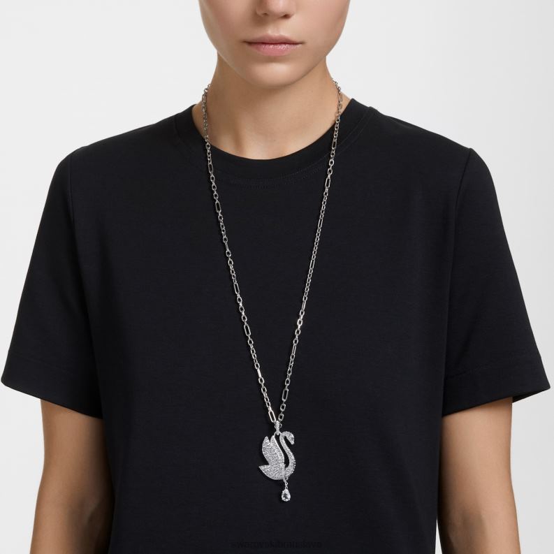 ikonický labutí náhrdelník labuť, biela, rhodiovaná B8ZNT269 Swarovski šperky