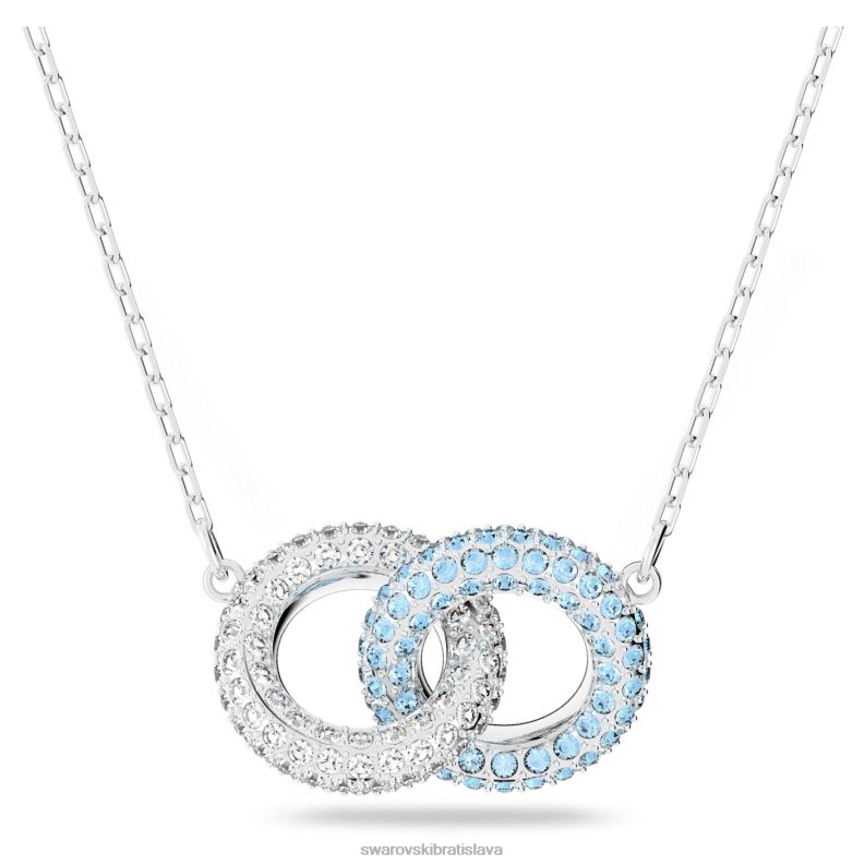 kamenný náhrdelník dlažba, prepletené kruhy, modrá, rhodiované B8ZNT136 Swarovski šperky