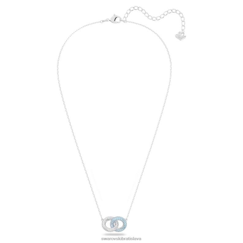 kamenný náhrdelník dlažba, prepletené kruhy, modrá, rhodiované B8ZNT136 Swarovski šperky