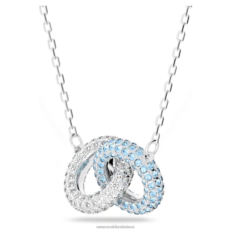 kamenný náhrdelník dlažba, prepletené kruhy, modrá, rhodiované B8ZNT136 Swarovski šperky