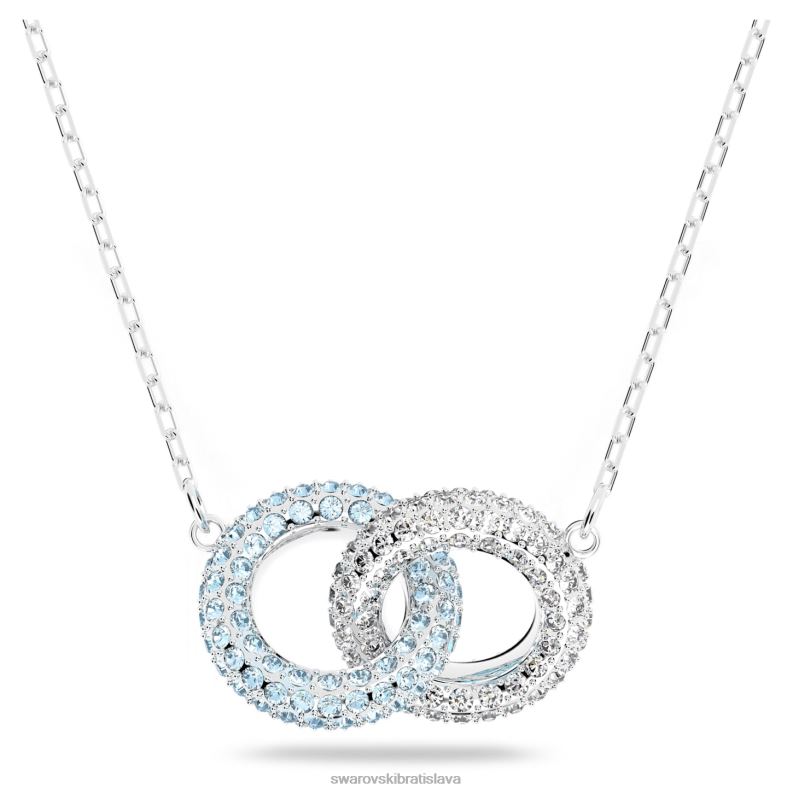 kamenný náhrdelník dlažba, prepletené kruhy, modrá, rhodiované B8ZNT136 Swarovski šperky