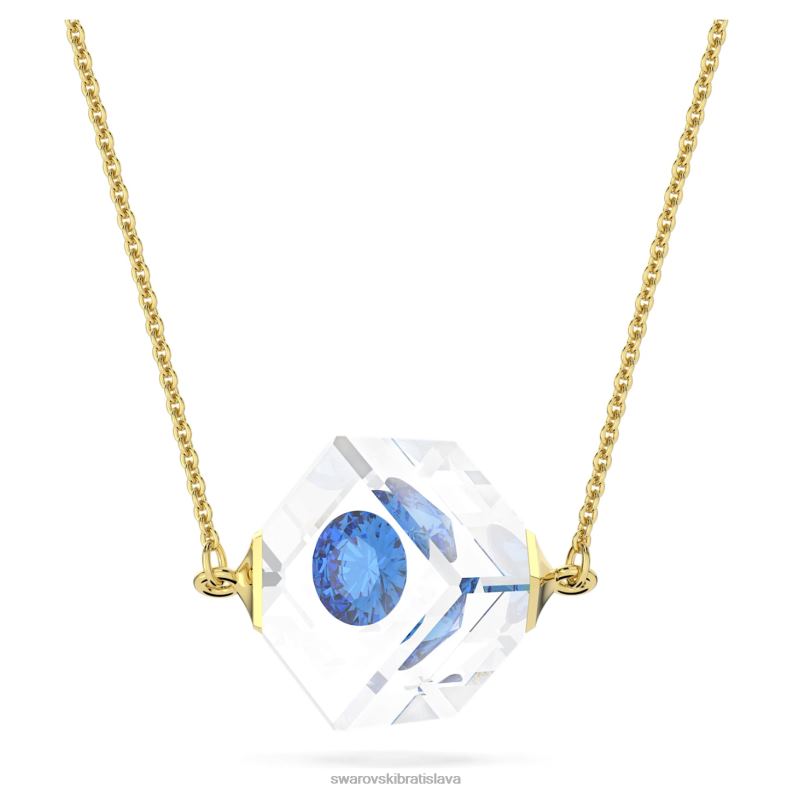 kuriózny náhrdelník plávajúci šatón, modrý, pozlátený B8ZNT145 Swarovski šperky