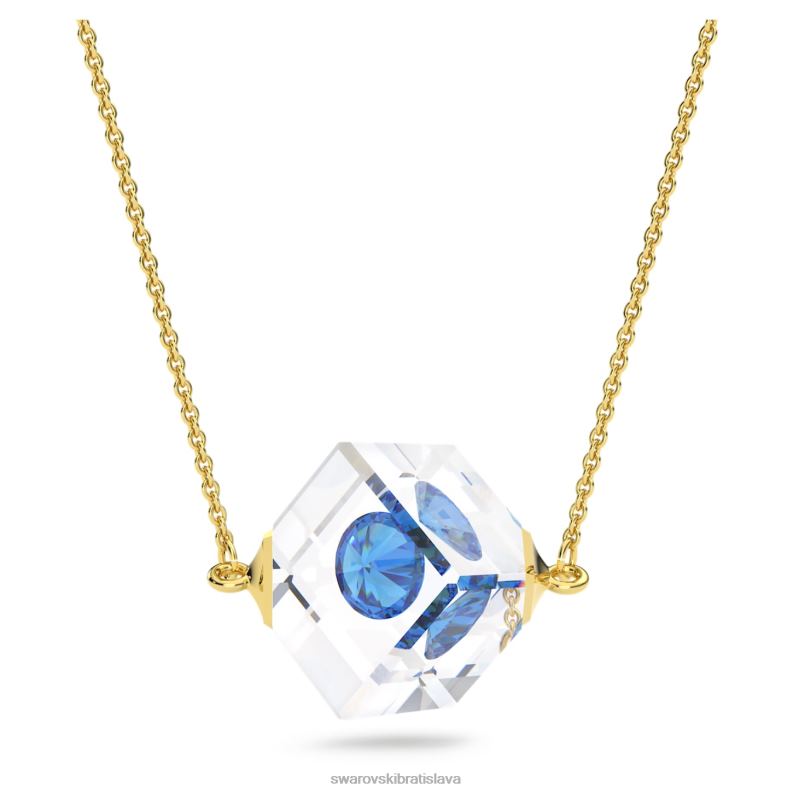 kuriózny náhrdelník plávajúci šatón, modrý, pozlátený B8ZNT145 Swarovski šperky