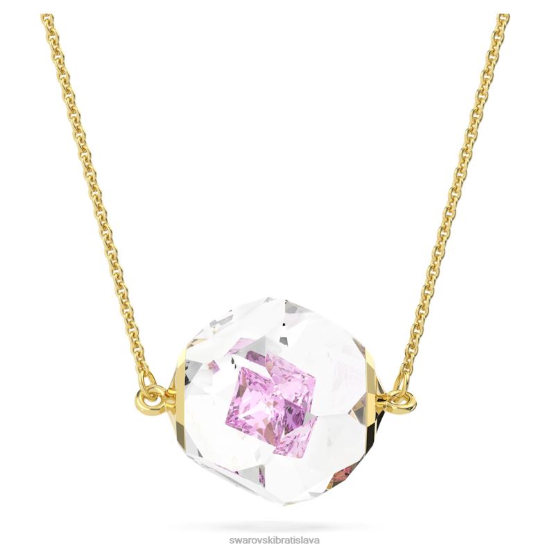 kuriózny náhrdelník plávajúci šatón, ružový, pozlátený B8ZNT149 Swarovski šperky
