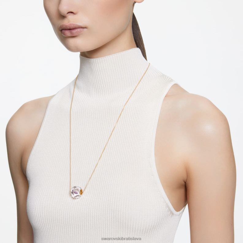 kuriózny náhrdelník plávajúci šatón, ružový, pozlátený B8ZNT149 Swarovski šperky