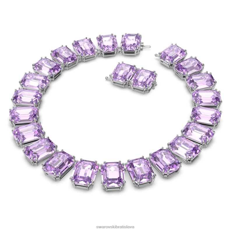 millenia náhrdelník osemhranného strihu nadrozmerné kryštály, fialové, rhodiované B8ZNT144 Swarovski šperky