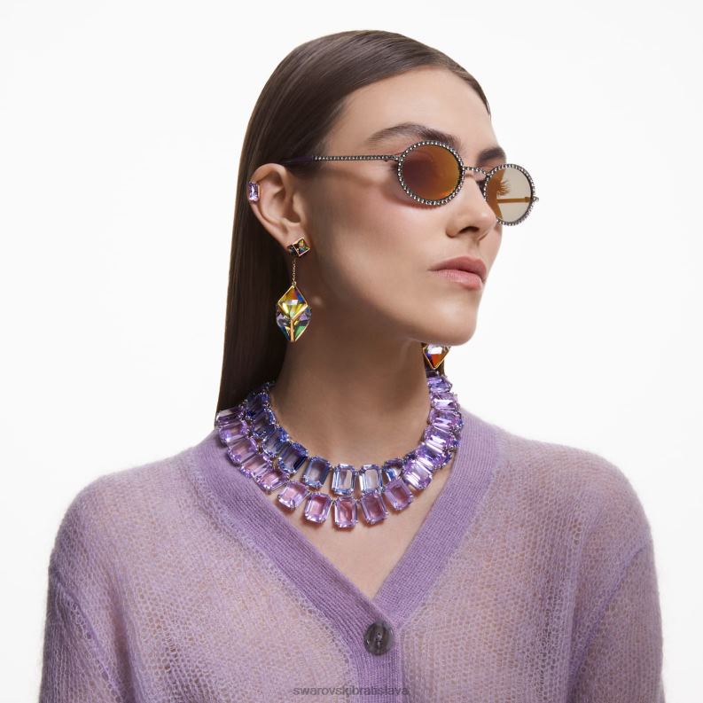 millenia náhrdelník osemhranného strihu nadrozmerné kryštály, fialové, rhodiované B8ZNT144 Swarovski šperky