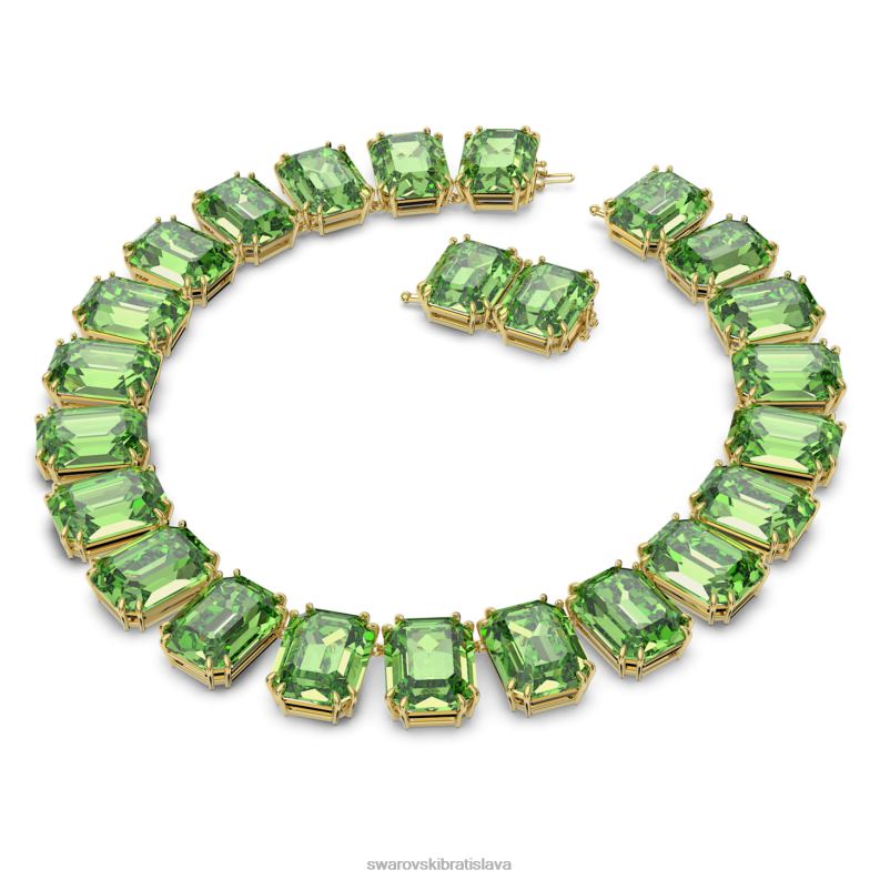 millenia náhrdelník osemhranného strihu nadrozmerné kryštály, zelené, pozlátené B8ZNT151 Swarovski šperky