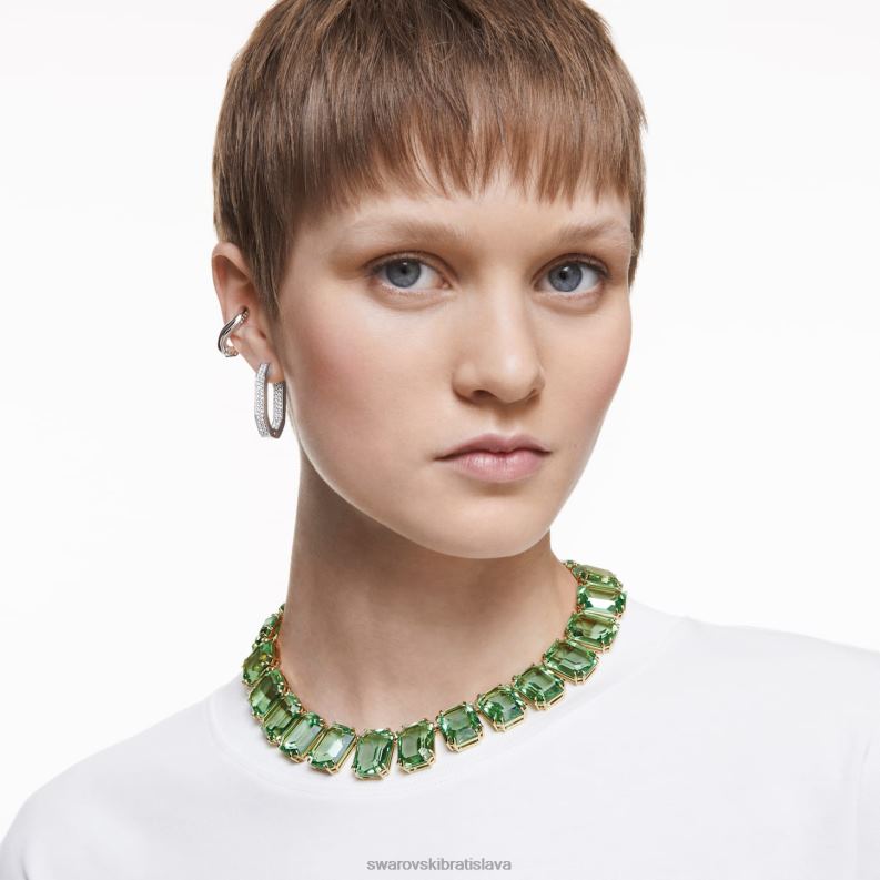millenia náhrdelník osemhranného strihu nadrozmerné kryštály, zelené, pozlátené B8ZNT151 Swarovski šperky