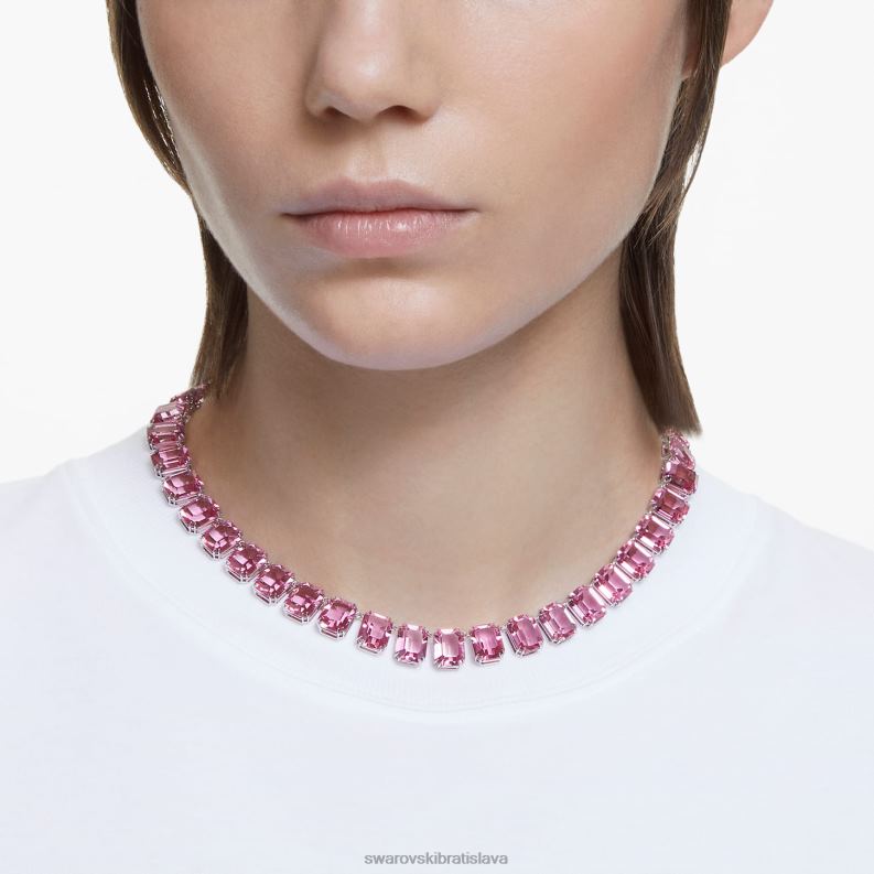 millenia náhrdelník osemhranného strihu ružové, rhodiované B8ZNT40 Swarovski šperky