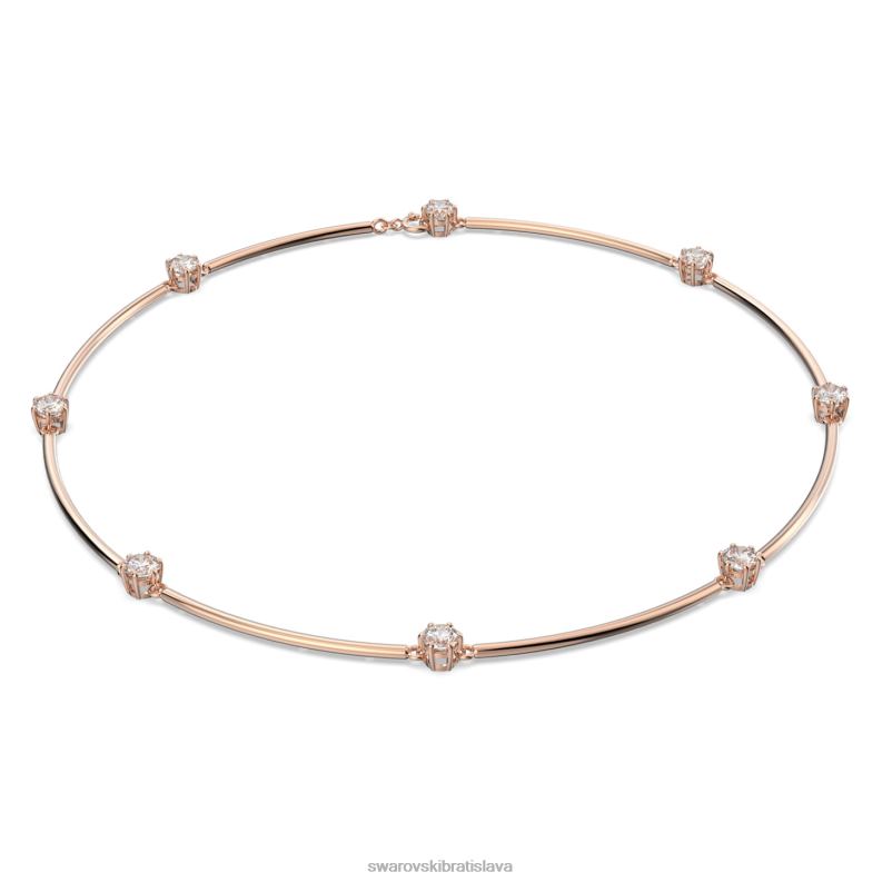 náhrdelník constella okrúhly výbrus, biely, pozlátený ružovým zlatom B8ZNT55 Swarovski šperky