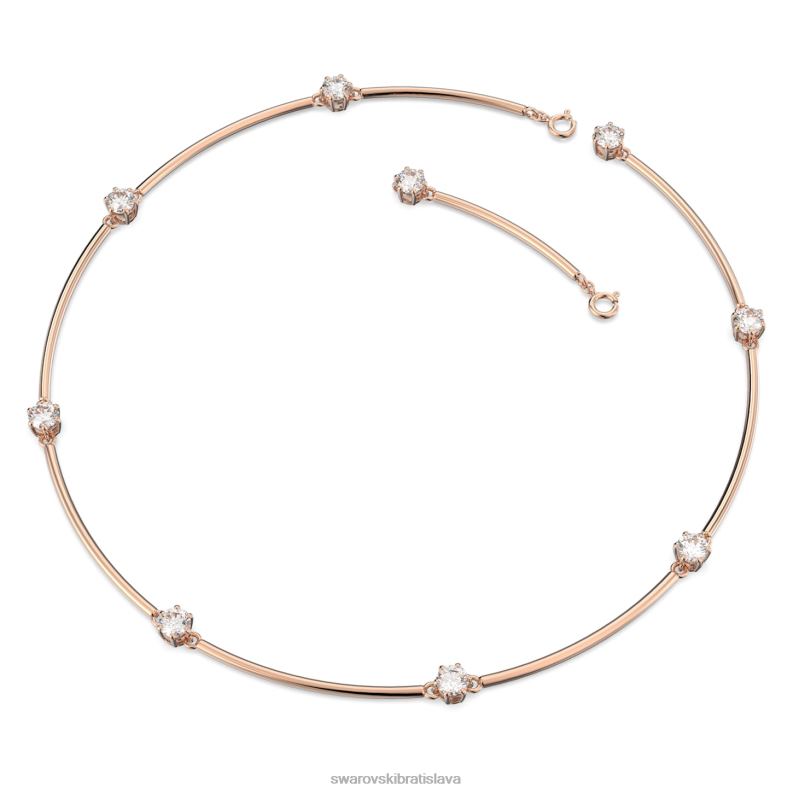 náhrdelník constella okrúhly výbrus, biely, pozlátený ružovým zlatom B8ZNT55 Swarovski šperky