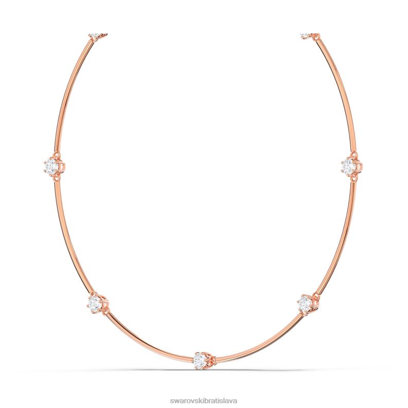 náhrdelník constella okrúhly výbrus, biely, pozlátený ružovým zlatom B8ZNT55 Swarovski šperky