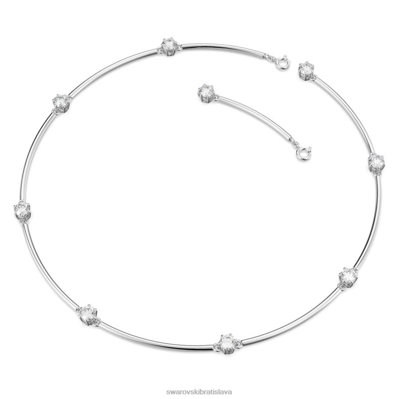 náhrdelník constella okrúhly výbrus, biely, rhodiovaný B8ZNT58 Swarovski šperky