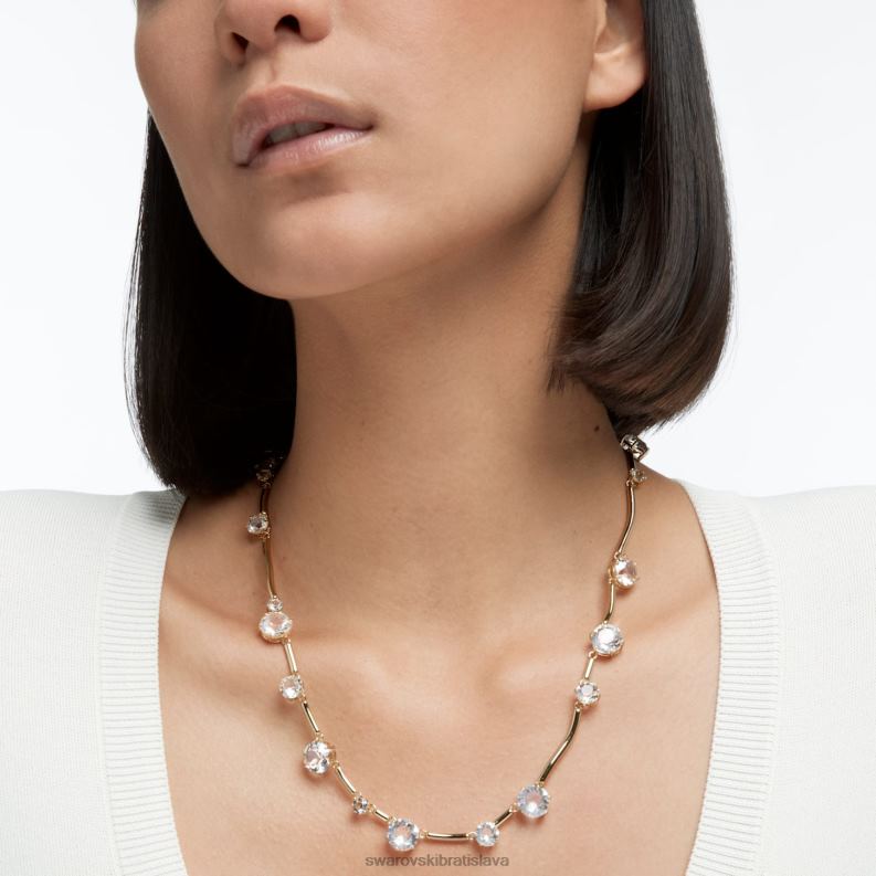 náhrdelník constella zmiešané okrúhle výbrusy, biele, pozlátené B8ZNT99 Swarovski šperky
