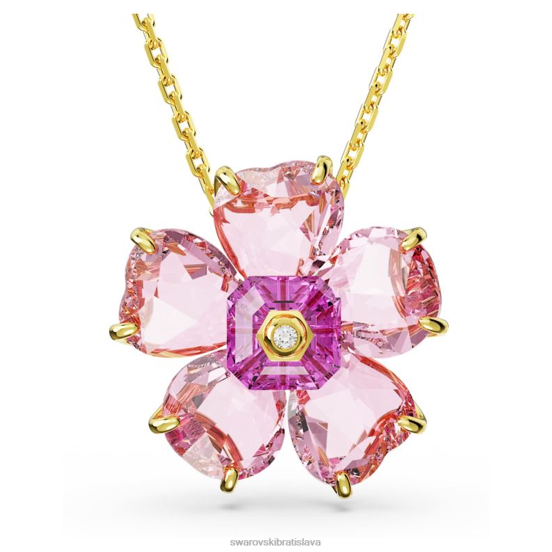 náhrdelník florere kvet, ružový, pozlátený B8ZNT69 Swarovski šperky