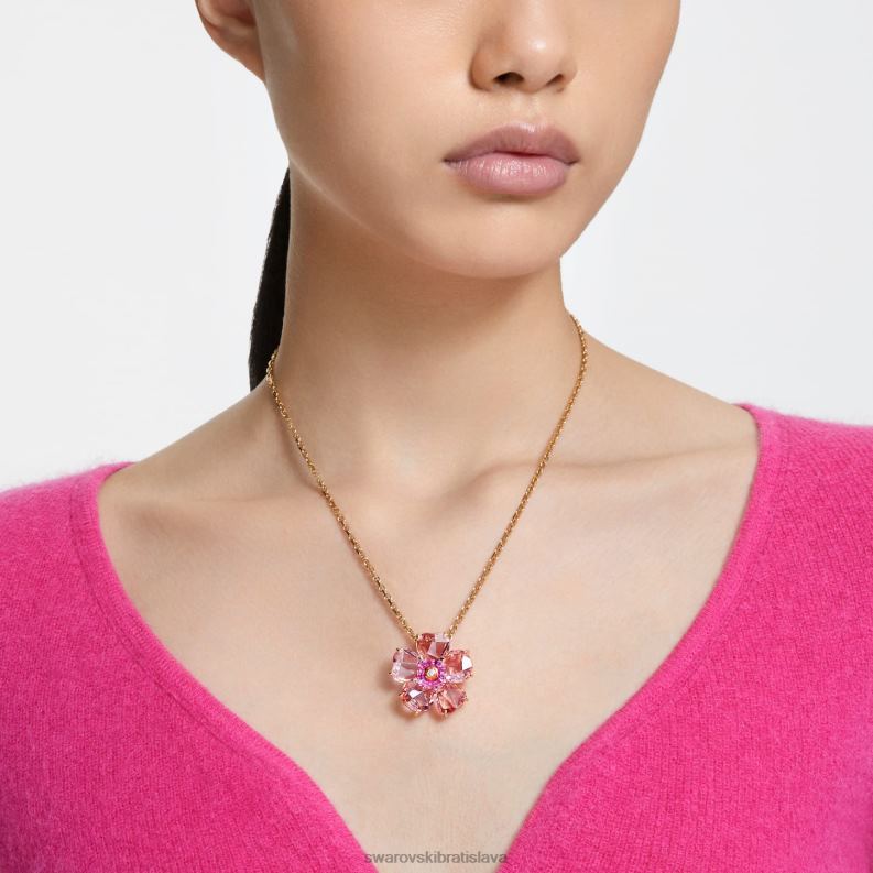 náhrdelník florere kvet, ružový, pozlátený B8ZNT69 Swarovski šperky