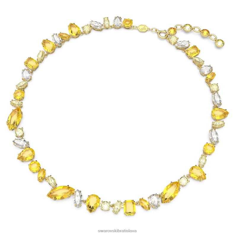 náhrdelník gema zmiešané strihy, žltá, pozlátená B8ZNT8 Swarovski šperky