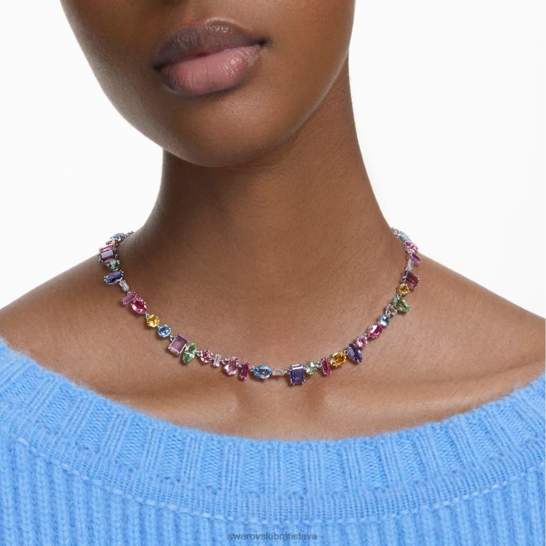 náhrdelník gema zmiešané strihy, viacfarebné, rhodiované B8ZNT12 Swarovski šperky