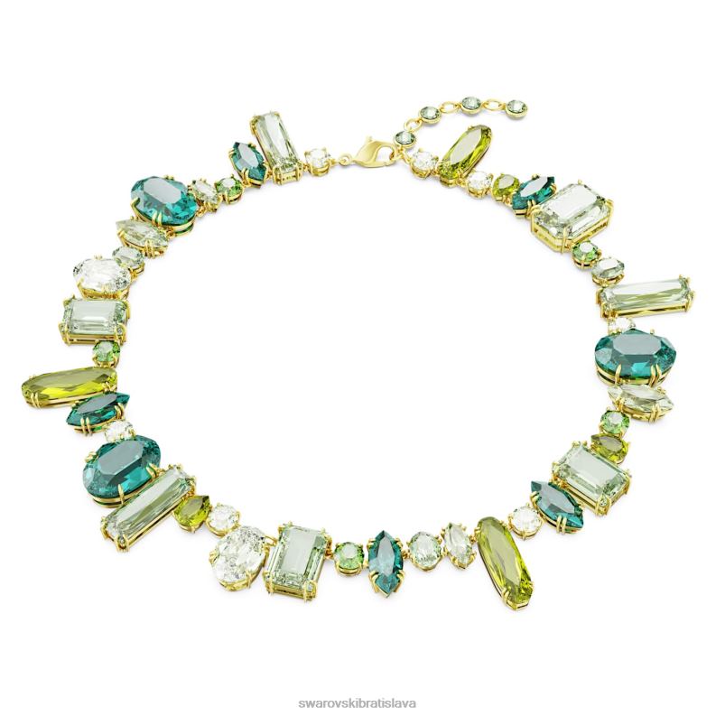 náhrdelník gema zmiešané strihy, zelené, pozlátené B8ZNT112 Swarovski šperky