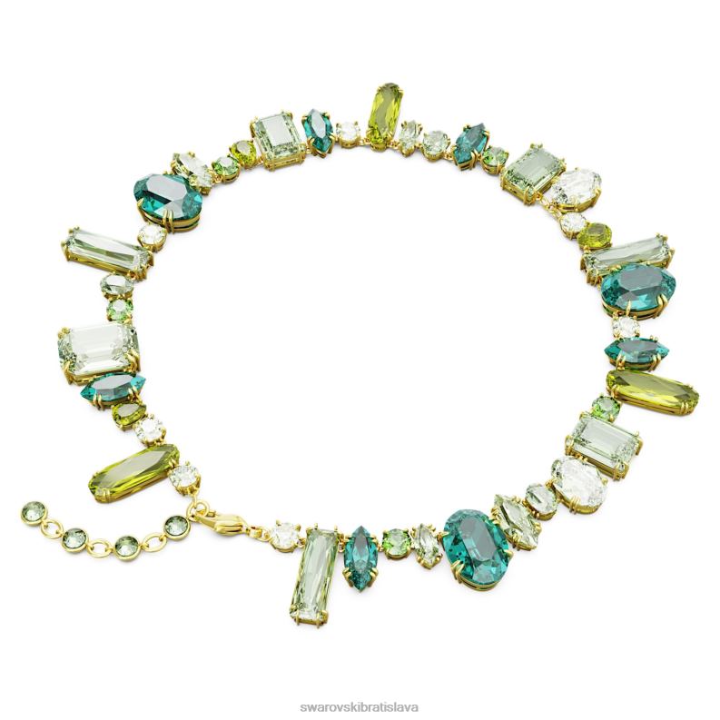náhrdelník gema zmiešané strihy, zelené, pozlátené B8ZNT112 Swarovski šperky