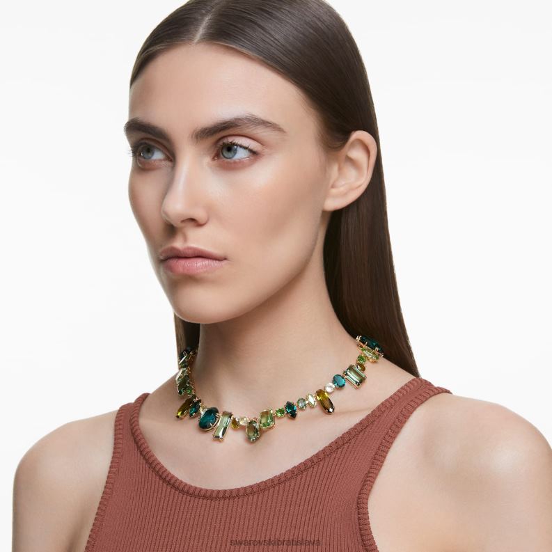 náhrdelník gema zmiešané strihy, zelené, pozlátené B8ZNT133 Swarovski šperky
