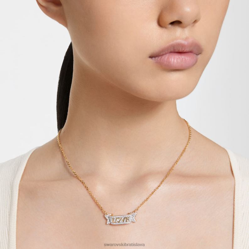 náhrdelník lásky volta biela, pozlátená B8ZNT91 Swarovski šperky
