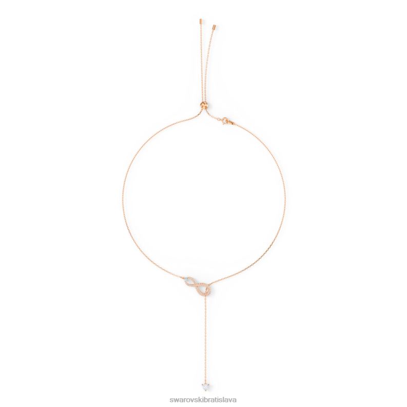 náhrdelník nekonečno y nekonečno, biela, pozlátená ružovým zlatom B8ZNT70 Swarovski šperky