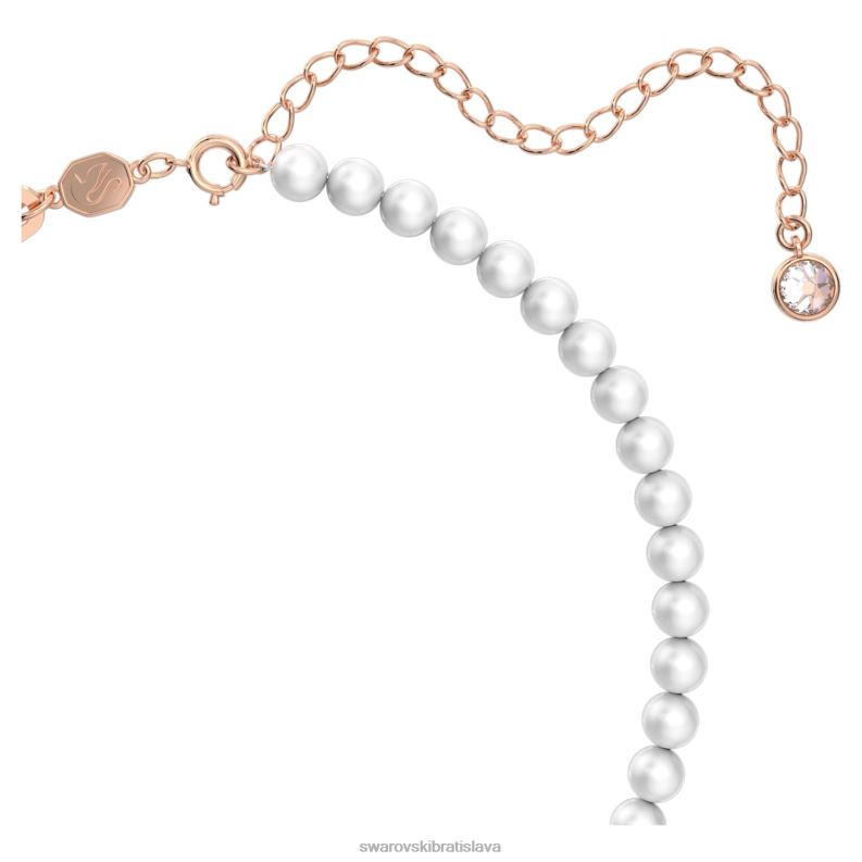 náhrdelník stella hviezda, biela, pozlátená ružovým zlatom B8ZNT263 Swarovski šperky