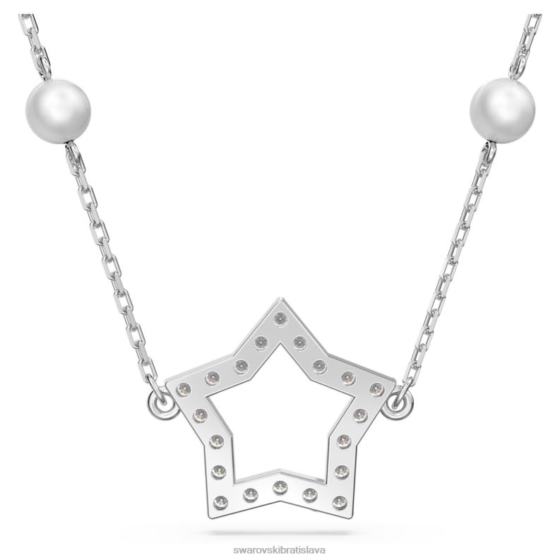 náhrdelník stella hviezda, biela, rhodiovaná B8ZNT98 Swarovski šperky