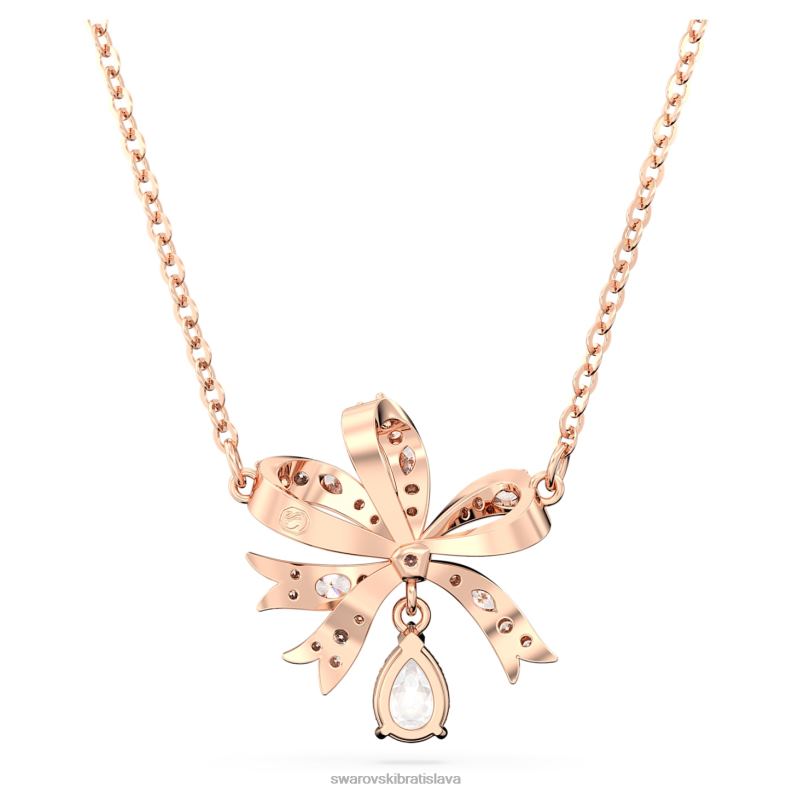 náhrdelník volta mašľa, biela, pozlátená ružovým zlatom B8ZNT222 Swarovski šperky