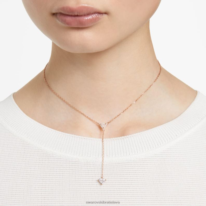 ortyx y náhrdelník trojuholníkový strih, biely, pozlátený ružovým zlatom B8ZNT53 Swarovski šperky
