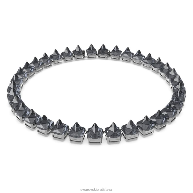 ortyxový náhrdelník pyramídový výbrus, sivý, ruténiový B8ZNT345 Swarovski šperky