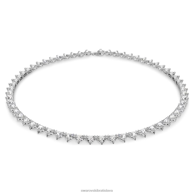 ortyxový náhrdelník trojuholníkový výbrus, biely, rhodiovaný B8ZNT54 Swarovski šperky