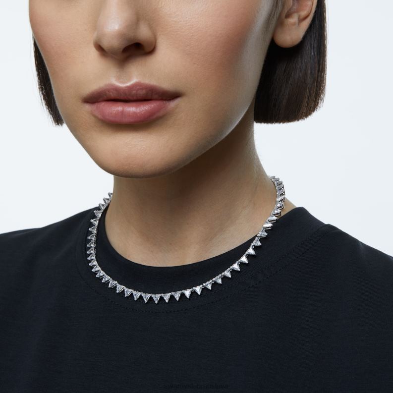 ortyxový náhrdelník trojuholníkový výbrus, biely, rhodiovaný B8ZNT54 Swarovski šperky