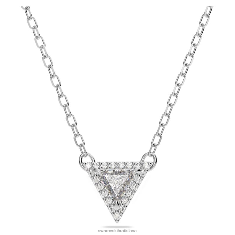 ortyxový náhrdelník trojuholníkový výbrus, biely, rhodiovaný B8ZNT74 Swarovski šperky