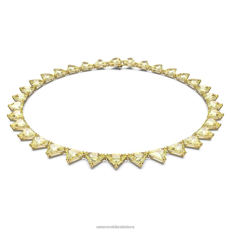 ortyxový náhrdelník trojuholníkový výbrus, žltý, pozlátený B8ZNT147 Swarovski šperky