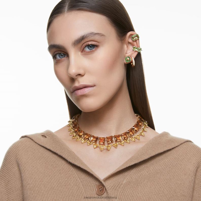 ortyxový náhrdelník trojuholníkový výbrus, žltý, pozlátený B8ZNT147 Swarovski šperky